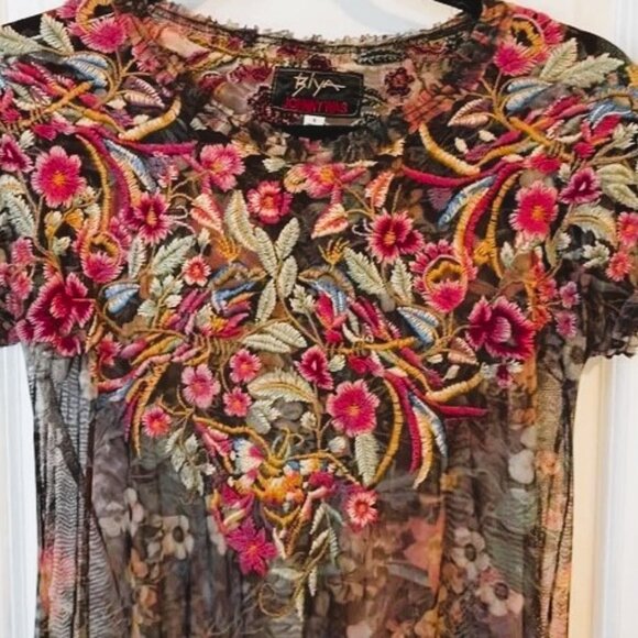 Johhny Was Embroiderd Mesh Short Dress NWOT - Picture 1 of 4